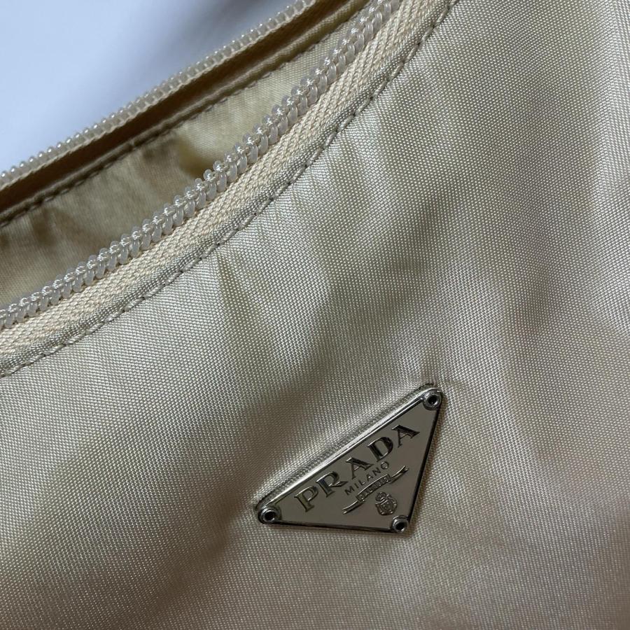 PRADA プラダ　トライアングルロゴ　ナイロン　ホーボー　ミニ　ハンドバッグ　ベージュ【中古】_7
