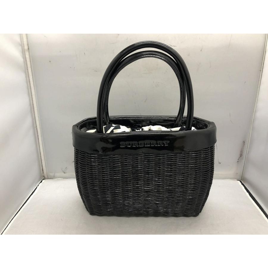 BURBERRY かごバッグ エナメル・籐　ブラック バーバリー BURBERRY かごバッグ ブラック : ワットマン Yahoo