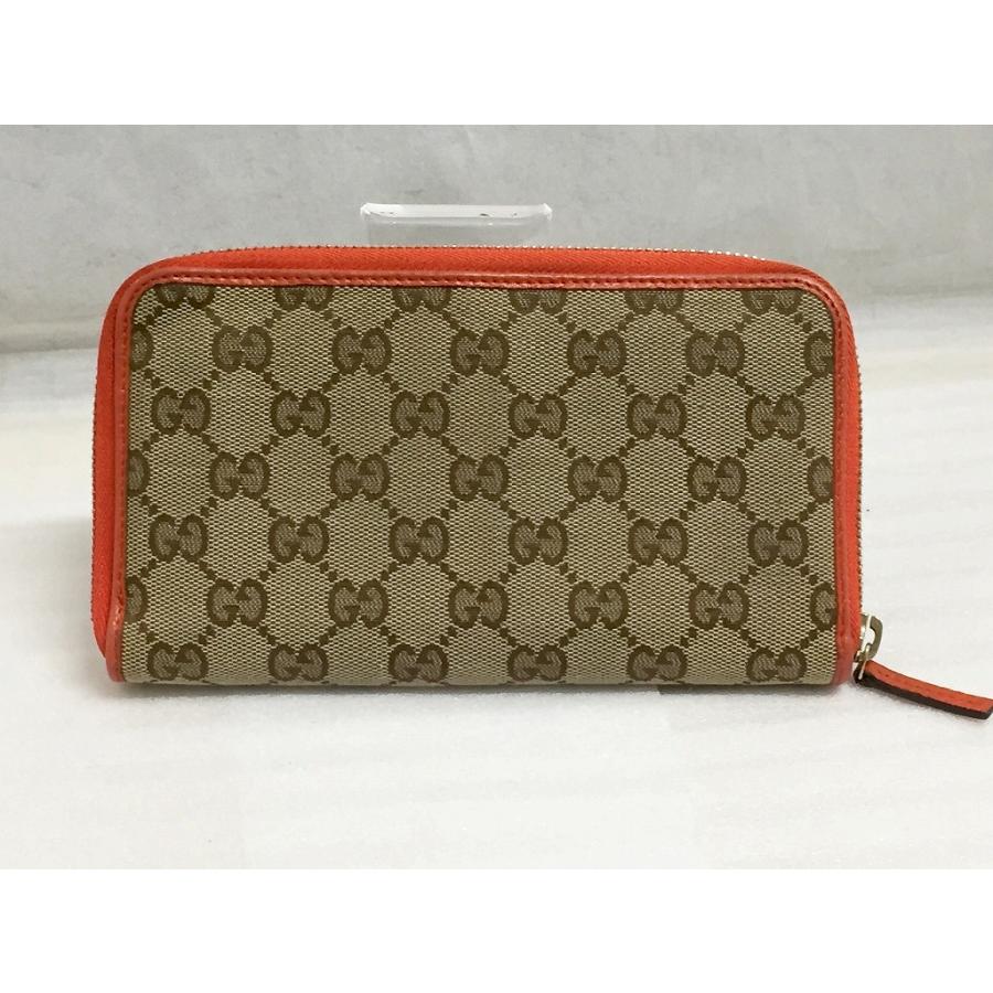 グッチ GUCCI GGキャンバス ラウンドファスナー長財布 ブラウン