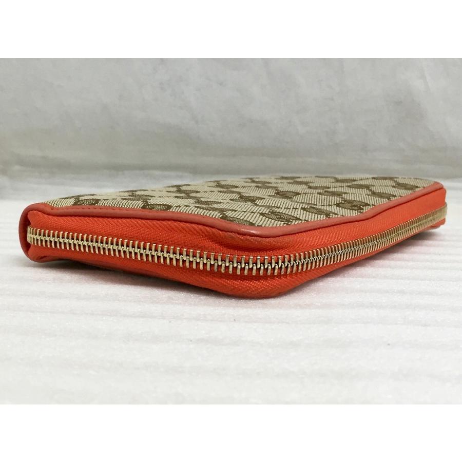 グッチ GUCCI GGキャンバス ラウンドファスナー長財布 ブラウン