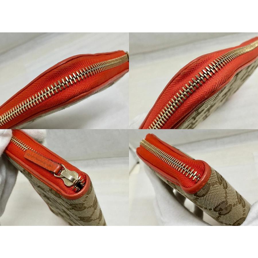 グッチ GUCCI GGキャンバス ラウンドファスナー長財布 ブラウン