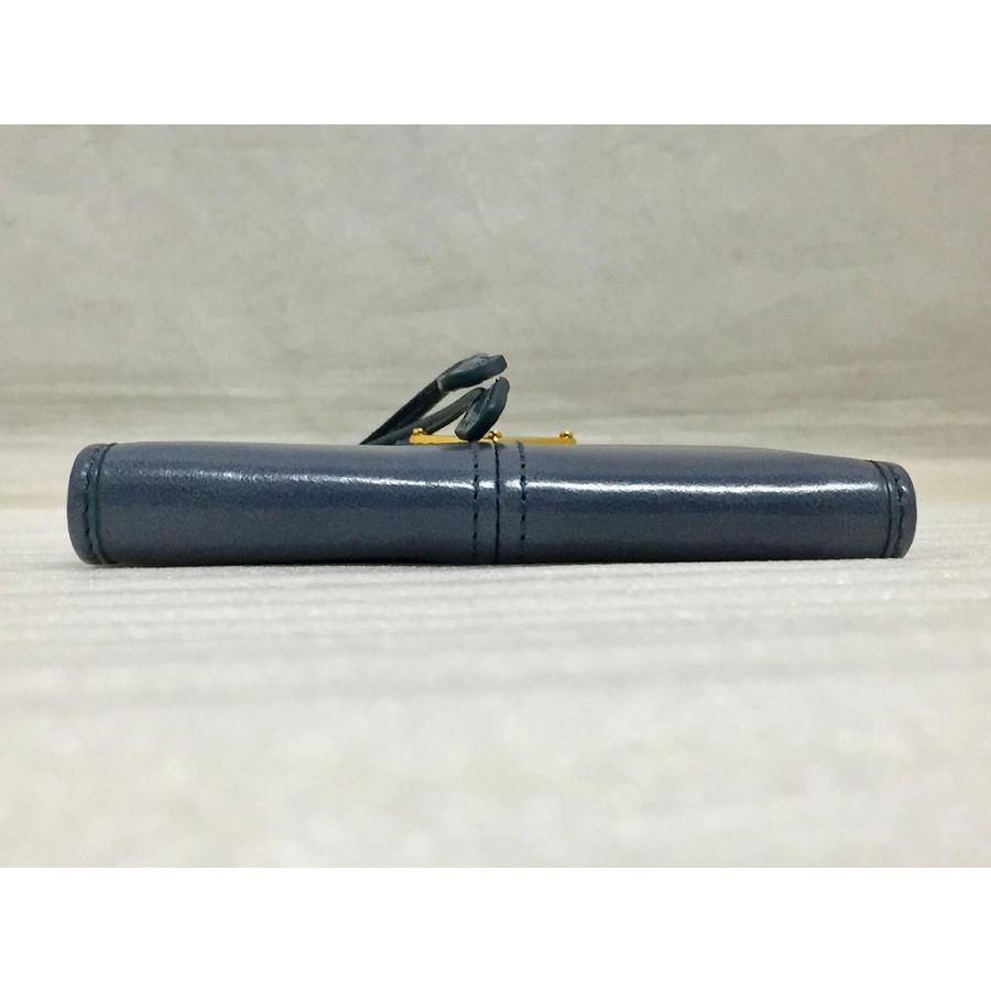 プラダ PRADA 【美品】 ソフトルックスレザー 二つ折り財布 ブルー