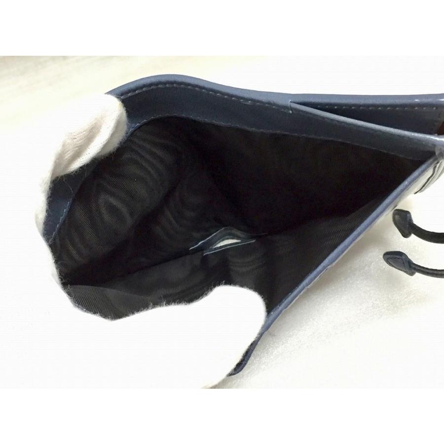 プラダ PRADA 【美品】 ソフトルックスレザー 二つ折り財布 ブルー