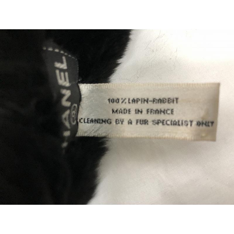 シャネル CHANEL マフラー ラビットファー ショール ブラック