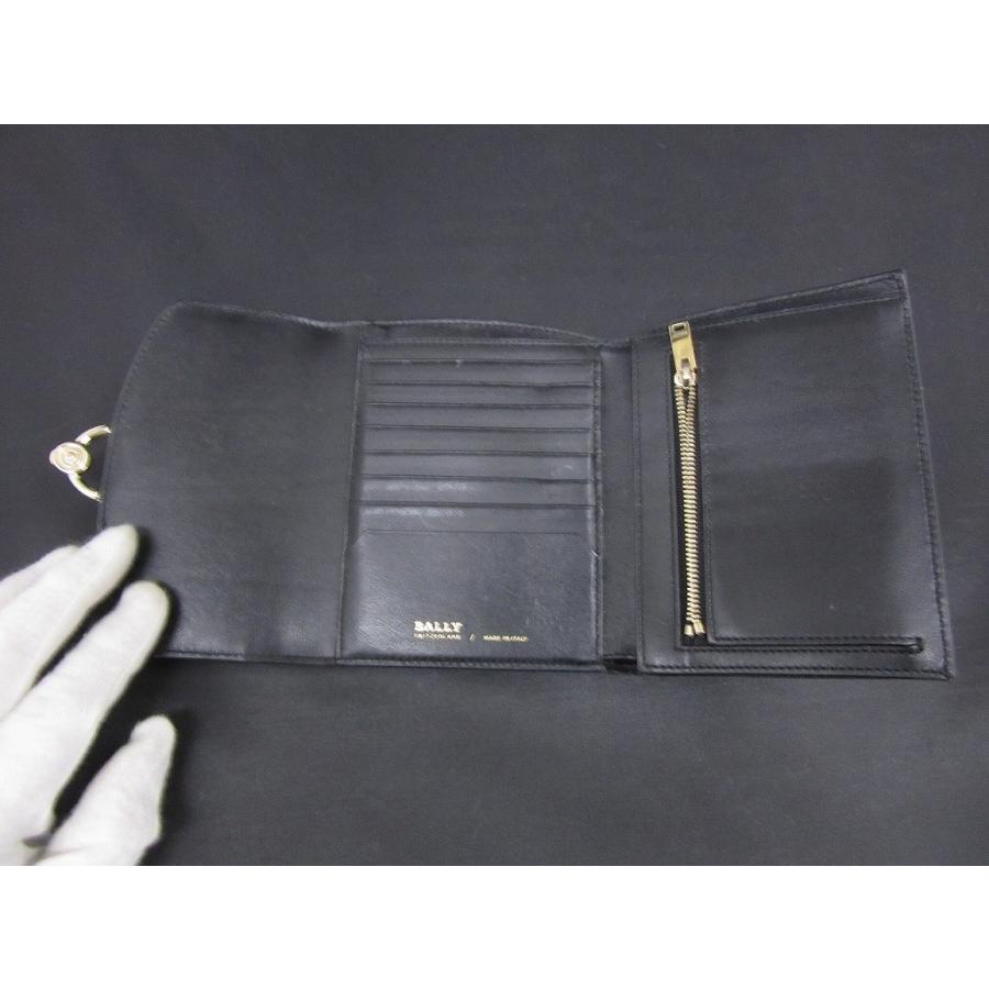 バリー BALLY 三つ折り財布 レザー レディース ブラック