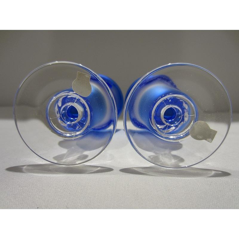 クリスタルダルク 切子グラス高杯ペア 未使用 ブルー×クリア/ぶどう クリスタルダルク 切子グラス高杯ペア 未使用 ブルー×クリア