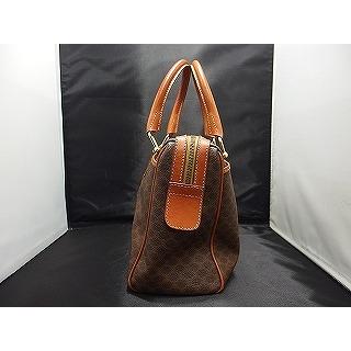 セリーヌ CELINE マカダム柄スクエアボストンバッグ M95 ブラウン 