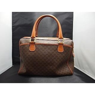 セリーヌ CELINE マカダム柄スクエアボストンバッグ M95 ブラウン 