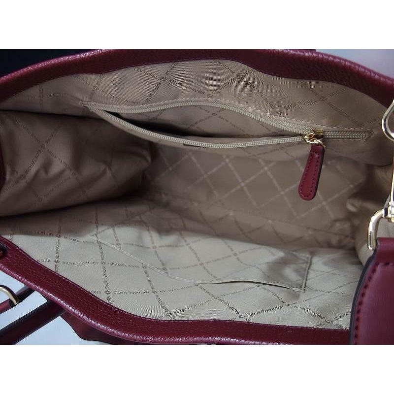 マイケル　コース　レディースバック トートバッグ　ボルドー　レザー 美品 マイケルコース MICHAEL KORS ロゴ 2WAY トートバッグ レザー