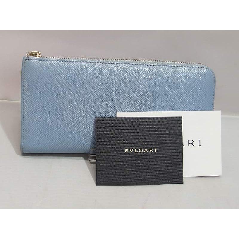 BVLGARI / 長財布/レザー/BLU/レディース ブルガリ BVLGARI L字ファスナー 長財布 レザー レディース 水色