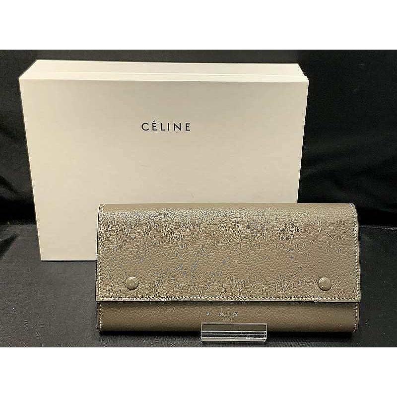 セリーヌ CELINE 長財布/レザー/GRY/無地/レディース : ワットマン