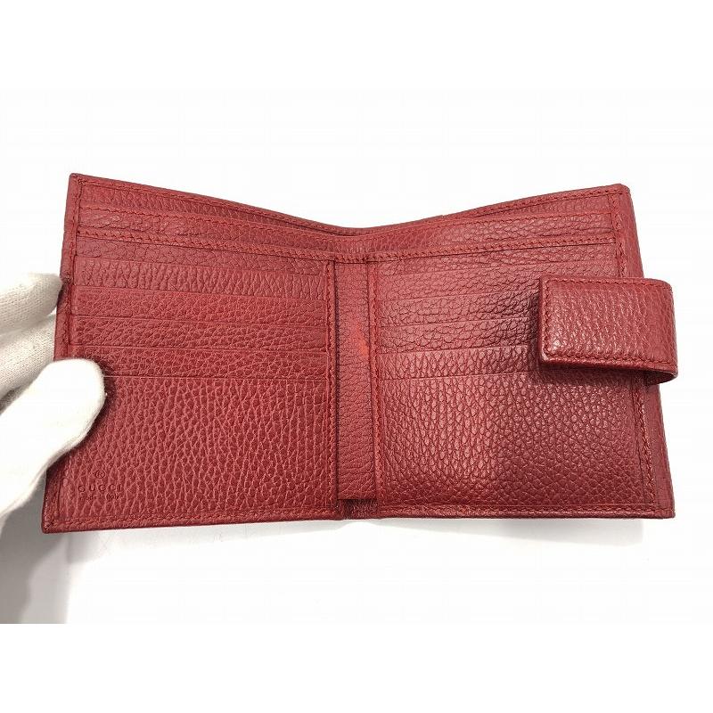 グッチ GUCCI　マーモント レッド 二つ折り財布 赤 中古・古着通販】GUCCI (グッチ) GGマーモント二つ折り財布