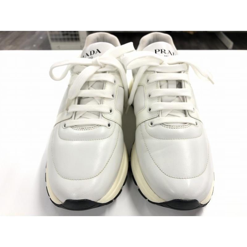 プラダ PRADA メンズ靴 スニーカー レザーローカット ホワイト系 プラダ PRADA メンズ靴 スニーカー レザーローカット ホワイト系