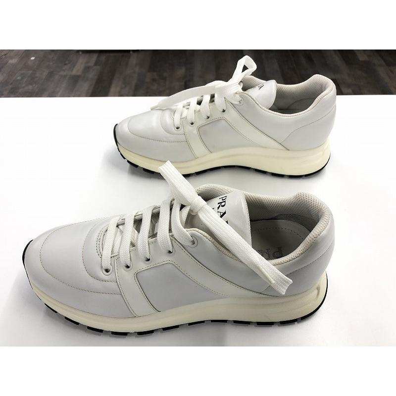 プラダ PRADA メンズ靴 スニーカー レザーローカット ホワイト系 プラダ PRADA メンズ靴 スニーカー レザーローカット ホワイト系