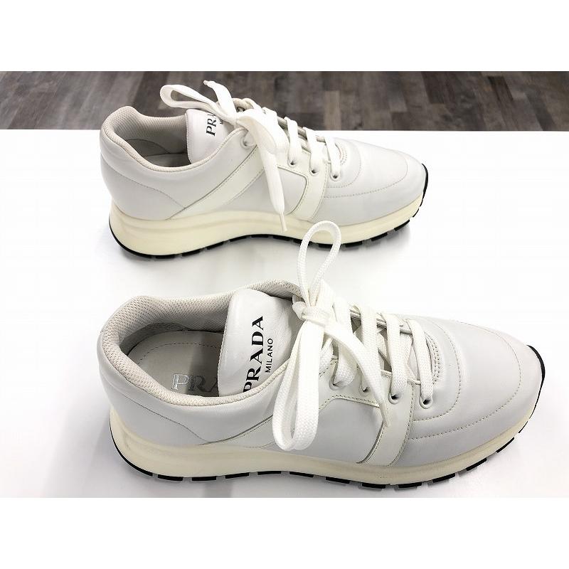 プラダ PRADA メンズ靴 スニーカー レザーローカット ホワイト系 プラダ PRADA メンズ靴 スニーカー レザーローカット ホワイト系