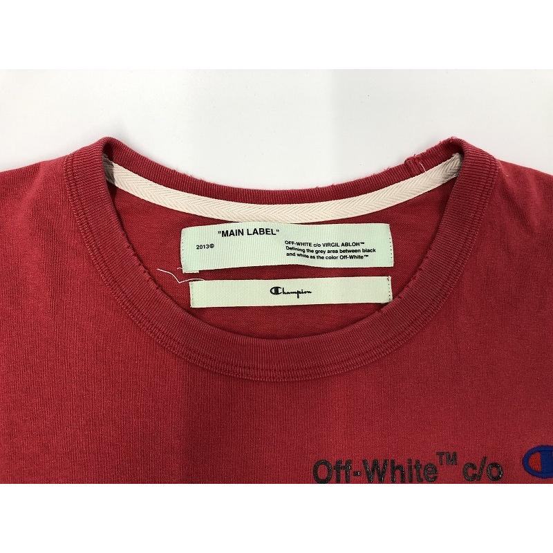 OFF-WHITE × Champion / Tシャツ/M/コットン/ORN/OMAA029S18874050 チャンピオン Champion OFF WHITE 半袖Tシャツ 赤系 OMAA029S18874050