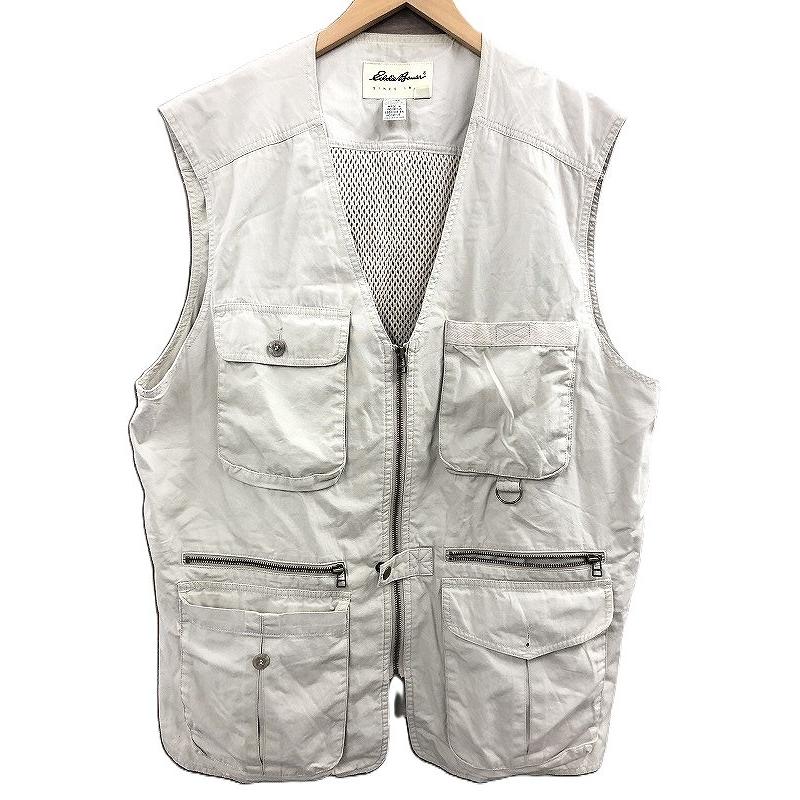 90's Eddie Bauer ベージュ　コットン　フィッシングベスト　M エディー・バウアー Eddie Bauer 90s フィッシングベスト ベージュ