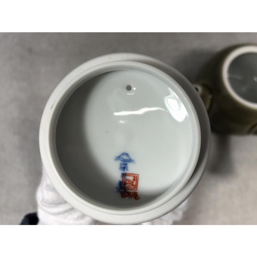 未使用】 フカガワセイジ 深川製磁 百年庵 茶灰釉 急須 湯呑 