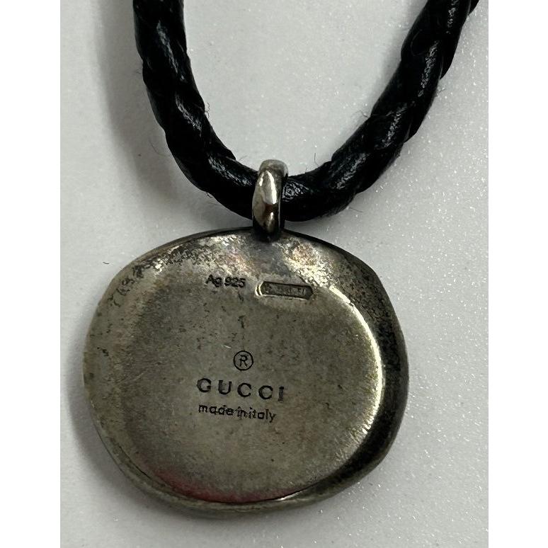 グッチ GUCCI ネックレス クレスト レザー シルバー シルバー