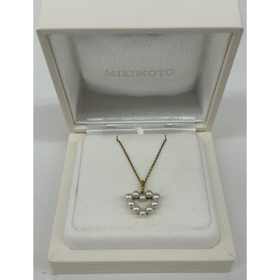 ミキモト MIKIMOTO パールネックレス K18イエローゴールド ハート