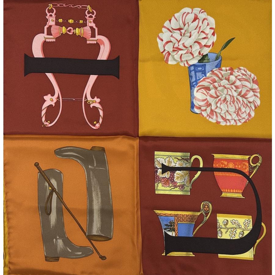 グッチ GUCCI シルクスカーフ 90サイズ ブラウン系 : ワットマン