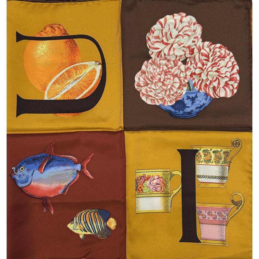 GUCCI 大判シルクスカーフ ブラウン系 グッチ GUCCI シルクスカーフ 90サイズ ブラウン系 : ワットマン