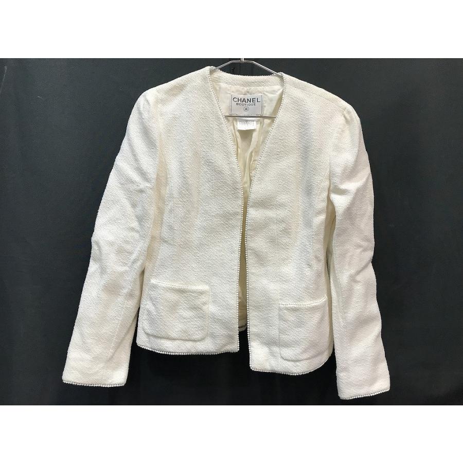 シャネル CHANEL ツイード ジャケット ホワイト ヴィンテージ