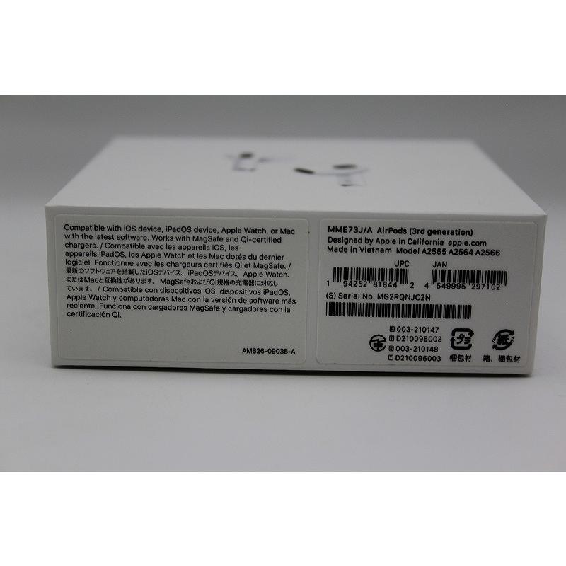 Apple AirPods 第3世代 Bluetooth：Ver.5.0 MME73J/A : ワットマン