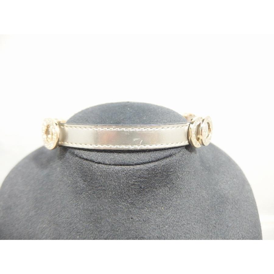 ブルガリ BVLGARI ドッピオトンド ダブルコイル レザーブレスレット 銀 