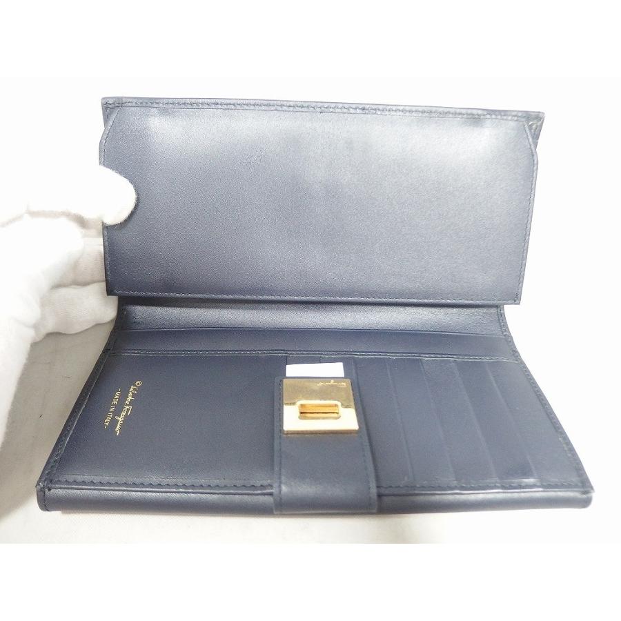 美品 Ferragamo サルバトーレフェラガモ 2つ折り 長財布 Salvatore Ferragamo フェラガモ レザー 二つ折り 長財布