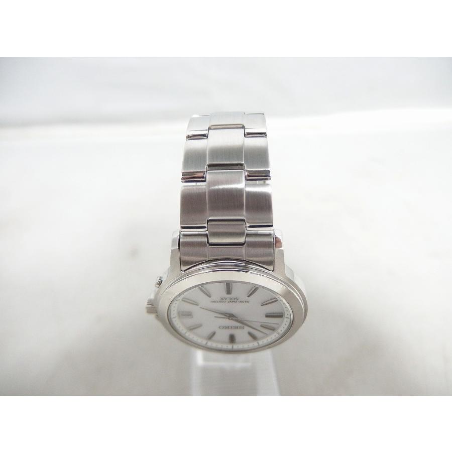 セイコー SEIKO 電波ソーラー アナログ腕時計 白・銀 SBTM167