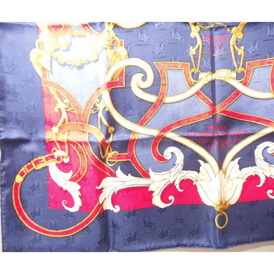 エルメス HERMES カレ90 帝王学 L'INS TRUCTION DU ROY スカーフ 青