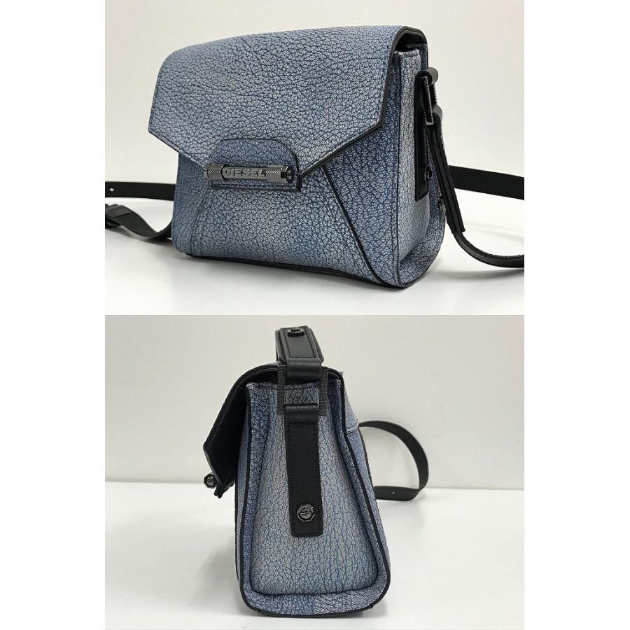 【DIESEL】ディーゼル ブラック ショルダーバッグ レザー／コーテッドデニム DIESEL ディーゼル/チェーンショルダーバッグ 肩掛ケ ブラック