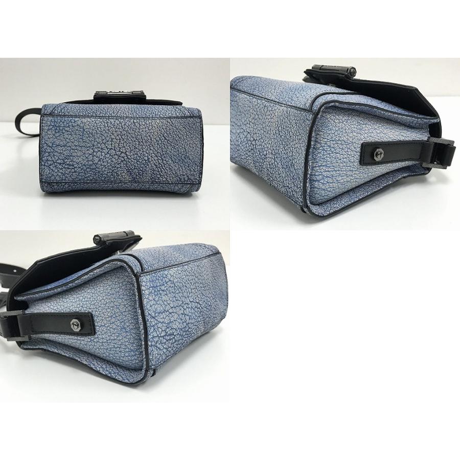 【DIESEL】ディーゼル ブラック ショルダーバッグ レザー／コーテッドデニム Diesel ウォッシュドブラックデニム1DRショルダーバッグ 1DR