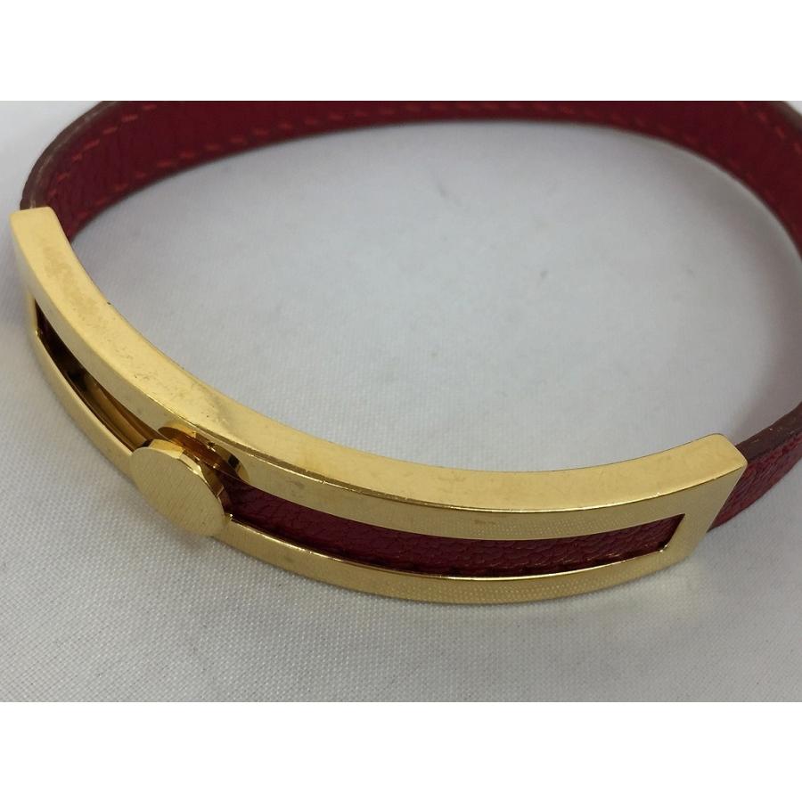 HERMES エルメス プスプス ブレスレット ゴールド レザー エルメス HERMES プスプス レザーブレスレット レッド : ワットマン
