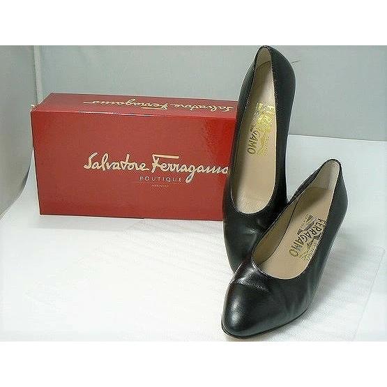 Salvatore Ferragamo レザー パンプス ヒール 約24.5cm ブラック