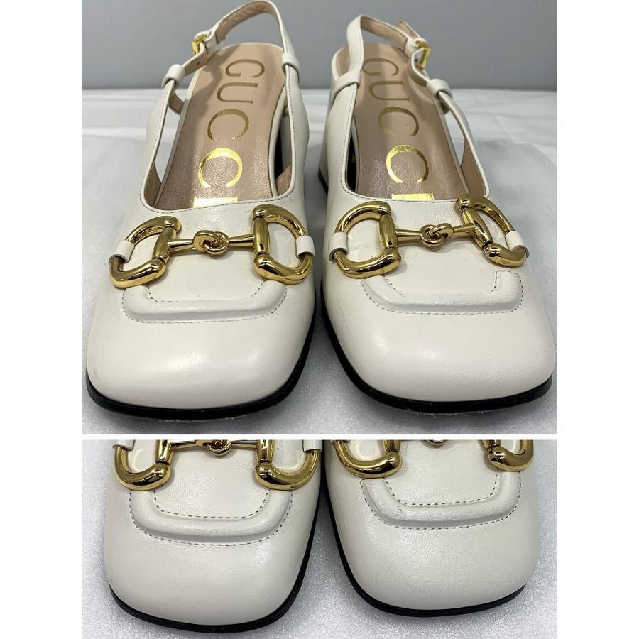 グッチ GUCCI ホースビット ミッドヒール スリングバックパンプス