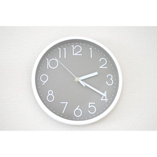 掛け時計 壁掛け時計 ウォールクロック おしゃれ グレー 直径約23cm