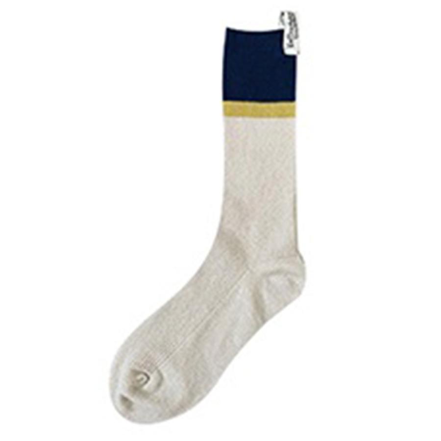 靴下 ソックス リブ編みソックス ネームタグソックス オフホワイト 23