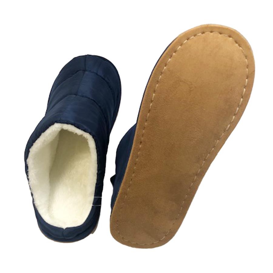 スリッパ モコモコ 秋冬用 ルームシューズ ダウン風スリッパ ネイビー