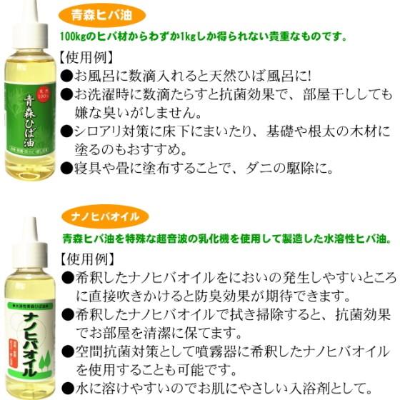 ヒバ油 100ml ナノヒバオイル セット 送料無料 : みちのく処わっつど