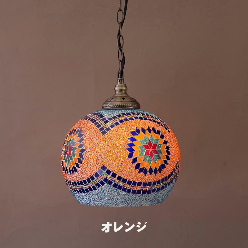 ペンダントライト Lサイズ 照明 天井 LED対応 アンティーク ガラス 姫系 シャビー クラシック エキゾチック 色ガラス レトロ 1灯_1