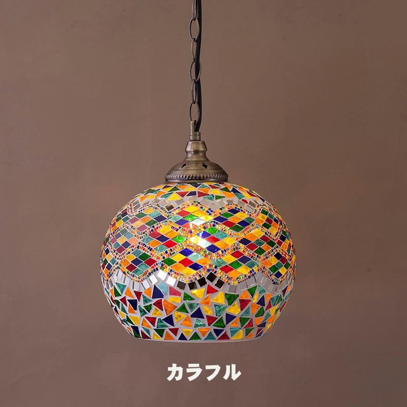 ペンダントライト Lサイズ 照明 天井 LED対応 アンティーク ガラス 姫系 シャビー クラシック エキゾチック 色ガラス レトロ 1灯_3