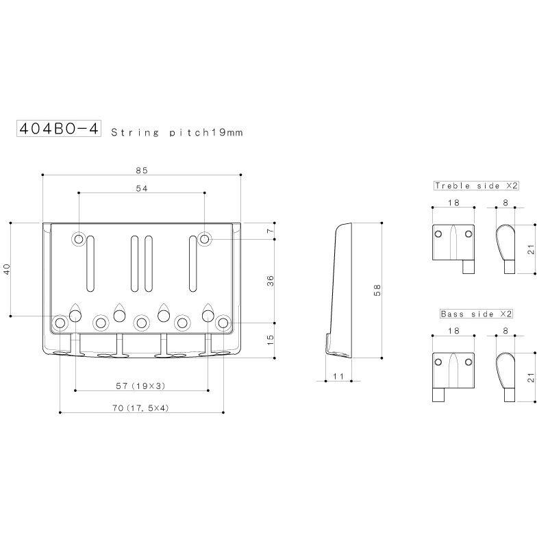 Gotoh / ゴトー  Bass Bridge Multi-Tonal Series 404BO-4 (X Gold) (ベースパーツ/ブリッジ)(送料無料)【ONLINE STORE】の画像