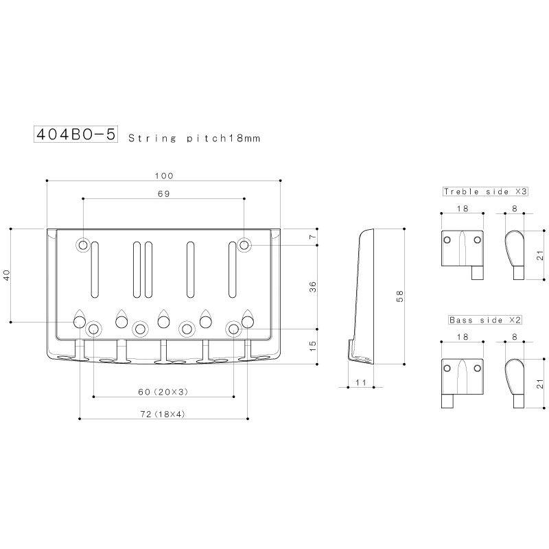 Gotoh / ゴトー  Bass Bridge Multi-Tonal Series 404BO-5 (Gold) (ベースパーツ/ブリッジ)(送料無料)【ONLINE STORE】の画像