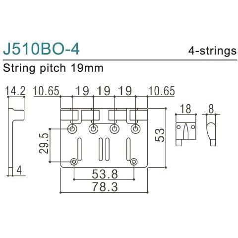 Gotoh / ゴトー  Bass Bridge Multi-Tonal Series J510BO-4 (X Gold) (ベースパーツ/ブリッジ)(送料無料)【ONLINE STORE】の画像