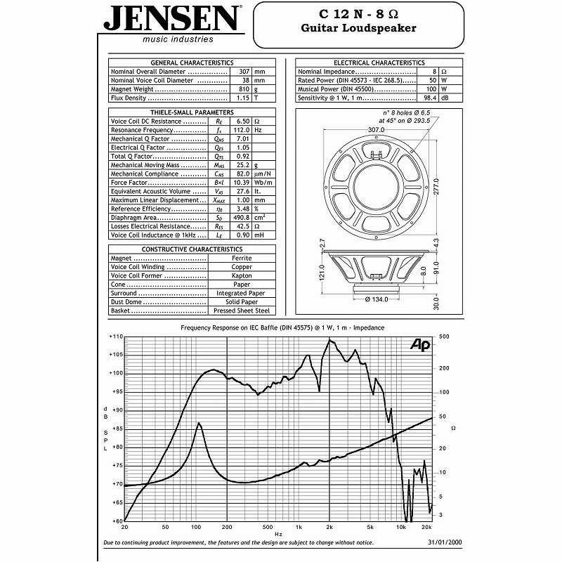 Jensen Cシリーズ(フェライト・マグネット) C12N(8Ω) [C12N