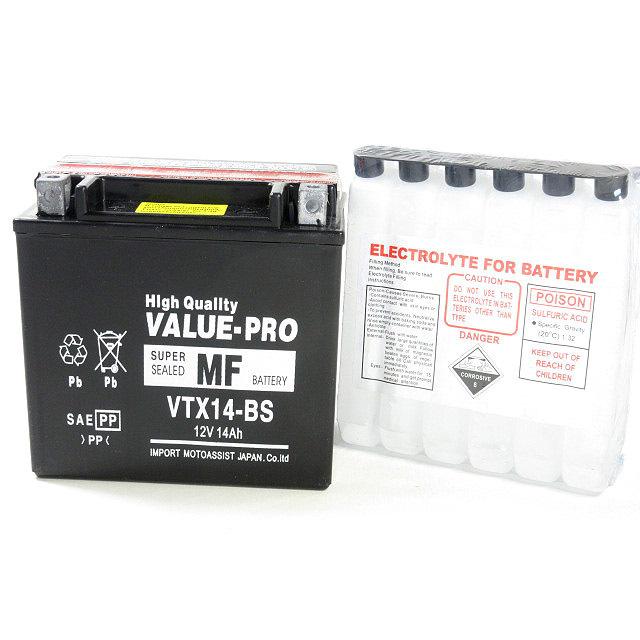 ジェル　中古 新品 即用バッテリー VTX14-BS 互換 YTX14-BS FTX14-BS / KVF400 W650