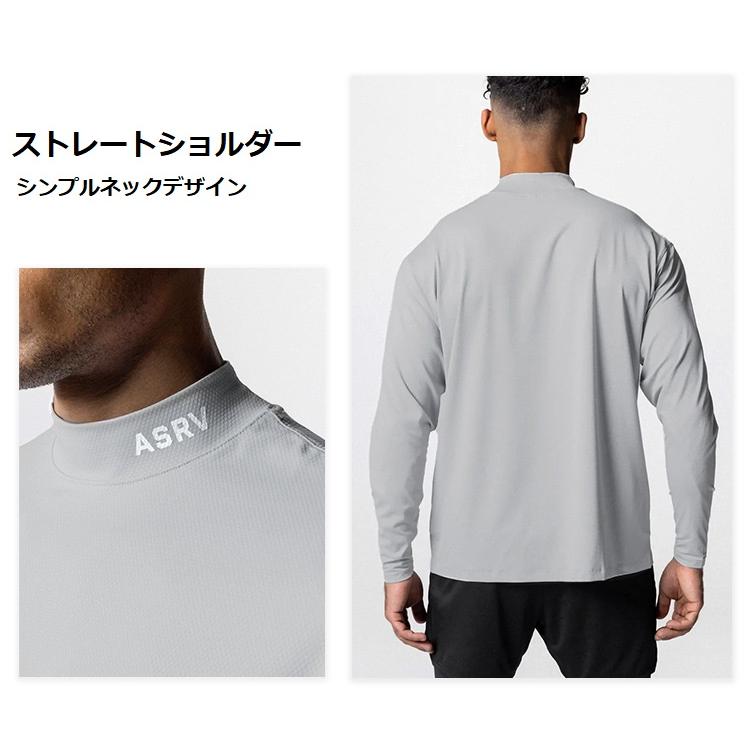 ゴルフウェア メンズ モックネック 長袖 春 夏ハイネック Tシャツ