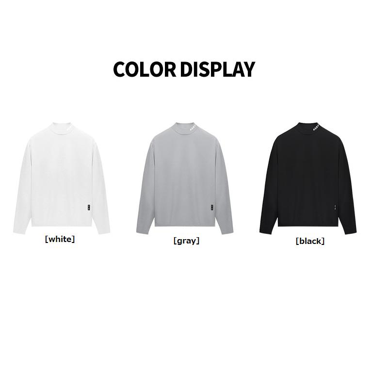 ゴルフウェア メンズ モックネック 長袖 春 夏ハイネック Tシャツ